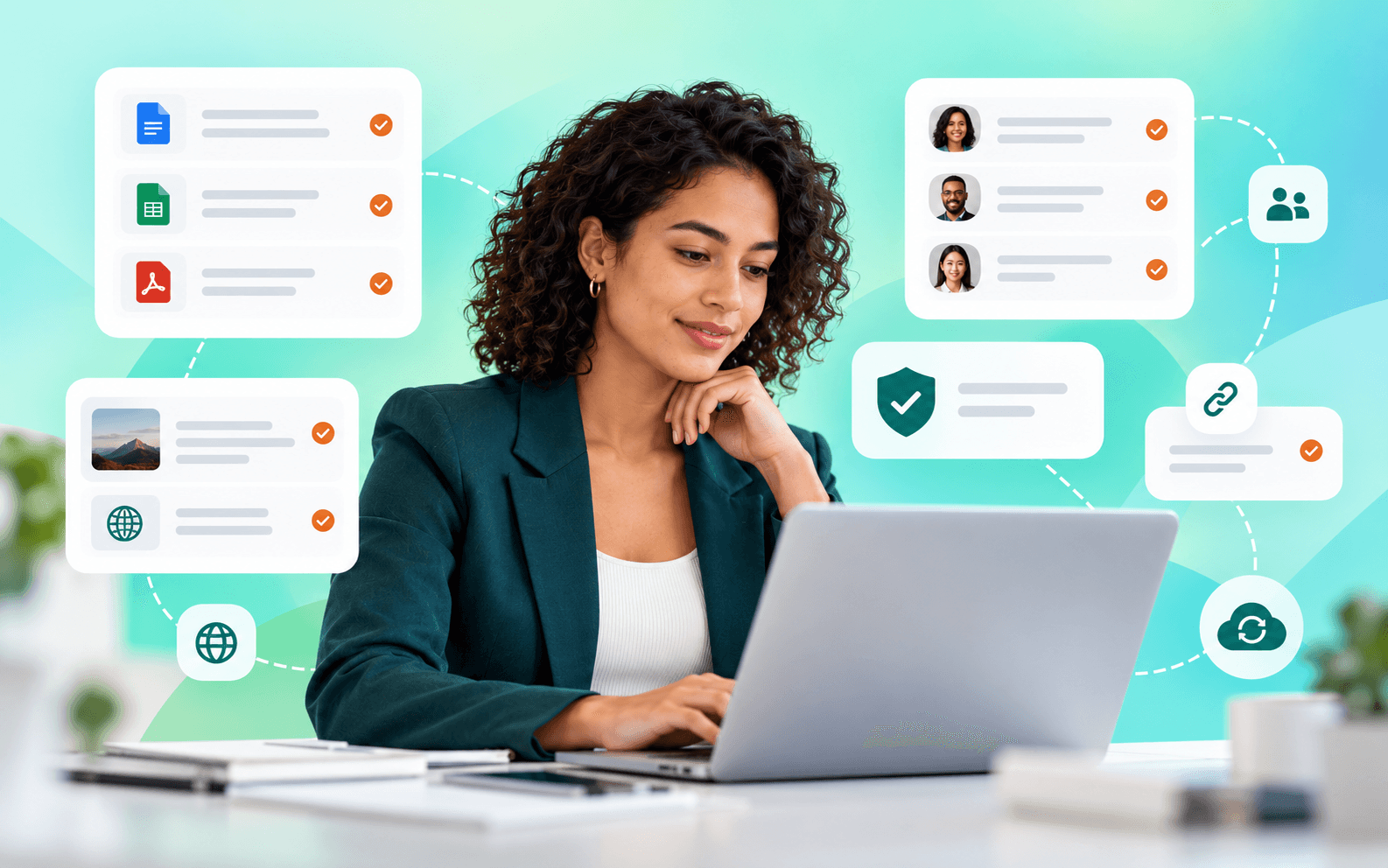 Knowledge manager reviewing trusted business information