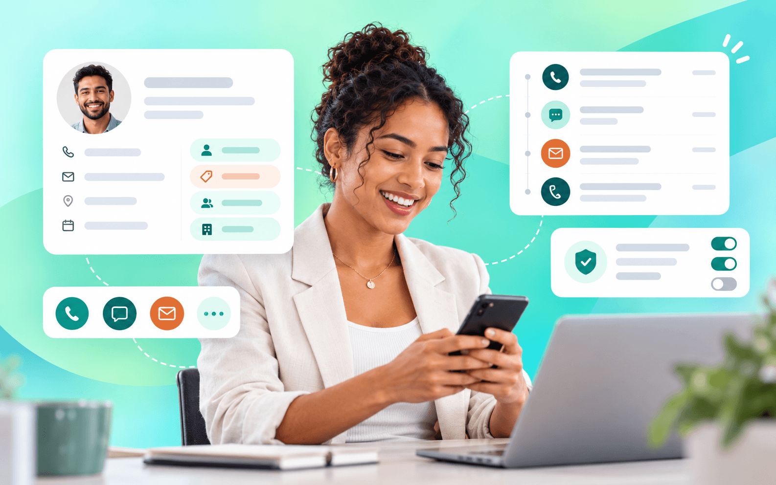 Customer communications connected across calls, messages and CRM records